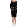 Familyhouse Women Cropped 3/4 Length Gym Leggings Capri Yoga Pants Tights Mesh Workout Running Leggings (Black,M) view 2