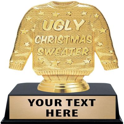 Crown Awards 5 1/2" Custom Ugly Christmas Sweater Trophy, Personalized Ugliest Xmas Sweater Trophy, 50 Pack Prime