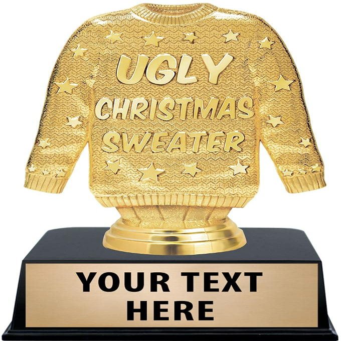 Crown Awards 5 1/2" Custom Ugly Christmas Sweater Trophy, Personalized Ugliest Xmas Sweater Trophy, 50 Pack Prime