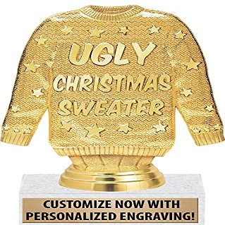 Ugly Christmas Sweater Trophies, 5 1/2" Best Ugly Christmas Sweater Trophy Award, 50 Pack Prime