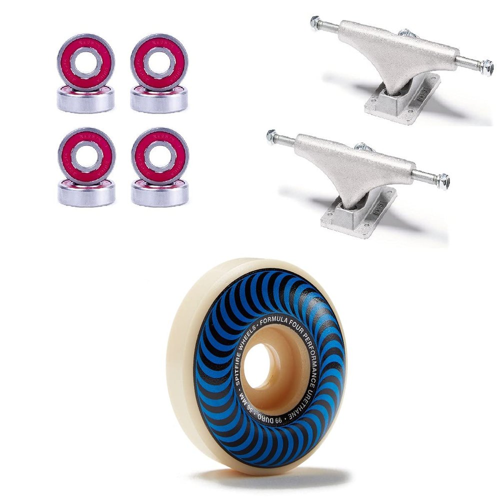 [CCS] Spitfire F4 99d Classics Skateboard Wheels - 56mm with Bones Reds Bearings 139mm Raw Skateboard Trucks