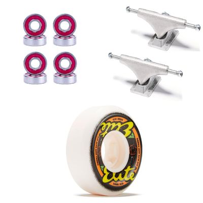 [CCS] OJ Elite Mini Combo 101a Skateboard Wheels - 54mm with Bones Reds Bearings 139mm Raw Skateboard Trucks