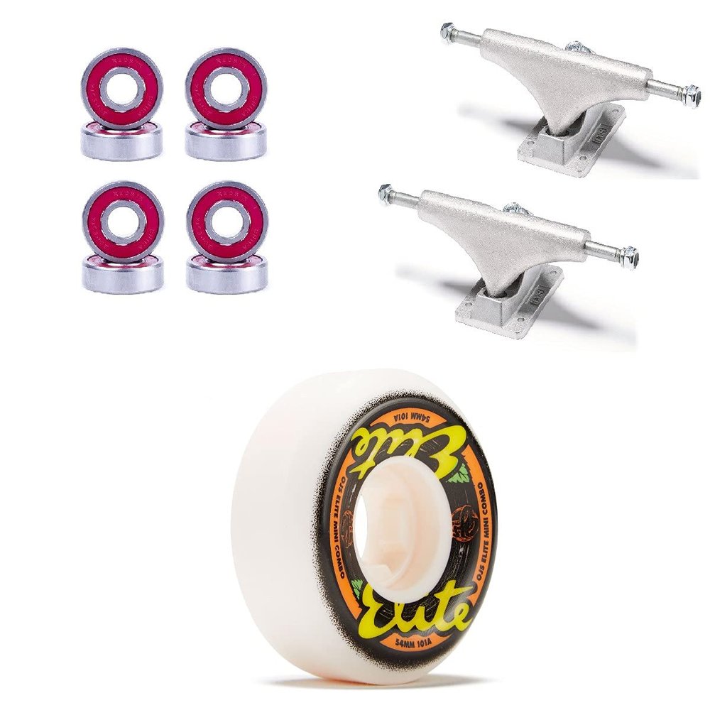 [CCS] OJ Elite Mini Combo 101a Skateboard Wheels - 54mm with Bones Reds Bearings 139mm Raw Skateboard Trucks