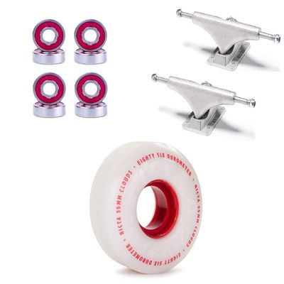 [CCS] Ricta Clouds 86a Skateboard Wheels - Red - 55mm with Bones Reds Bearings 139mm Raw Skateboard Trucks