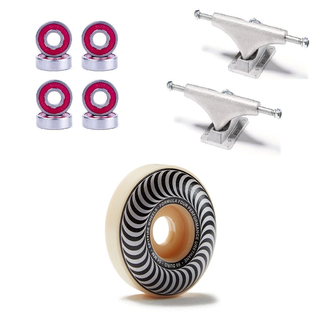 [CCS] Spitfire F4 99d Classics Skateboard Wheels - 54mm with Bones Reds Bearings 139mm Raw Skateboard Trucks