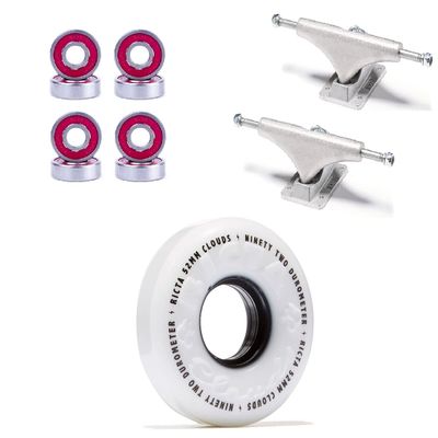 [CCS] Ricta Clouds 92a Skateboard Wheels - Black - 52mm with Bones Reds Bearings 139mm Raw Skateboard Trucks