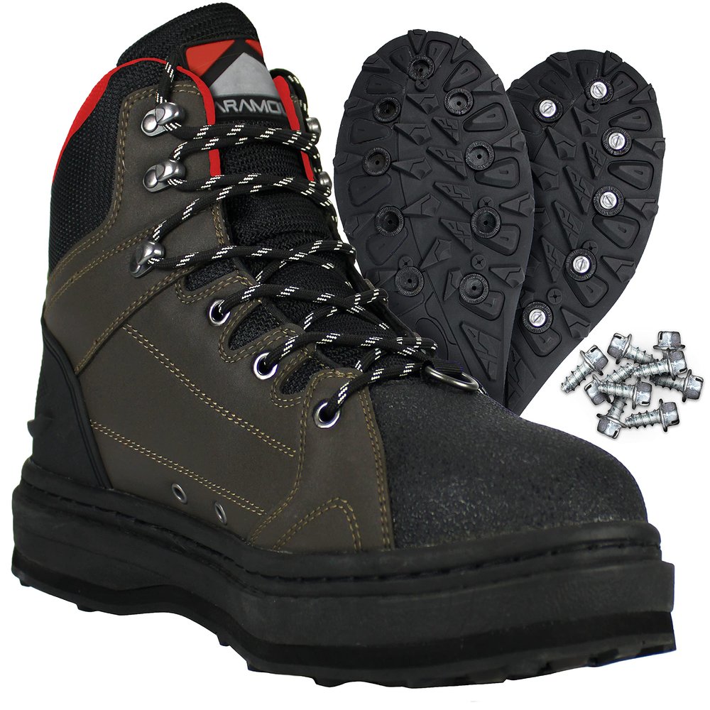 Paramount Outdoors Deep Eddy Cleated Rubber Bottom Wading Boots, Rubber Sole Wader Boots (9)