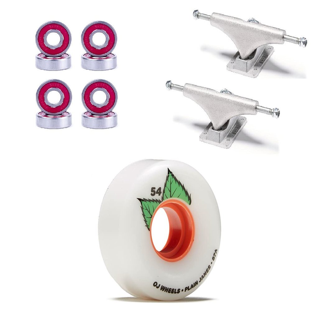 [CCS] OJ Plain Jane Keyframe 87a Skateboard Wheels - 54mm with Bones Reds Bearings 139mm Raw Skateboard Trucks