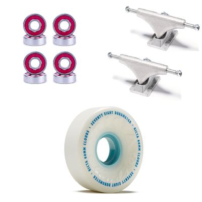 [CCS] Ricta Clouds 78a Skateboard Wheels - White - 60mm with Bones Reds Bearings 139mm Raw Skateboard Trucks