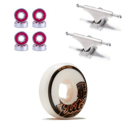 [CCS] OJ Elite Mini Combo 101a Skateboard Wheels - 53mm with Bones Reds Bearings 139mm Raw Skateboard Trucks
