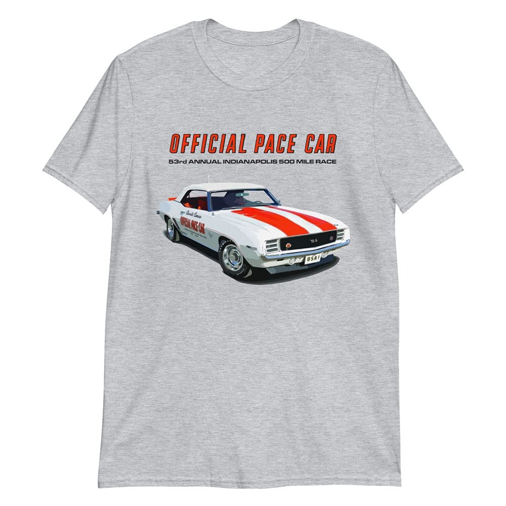 1969 Camaro SS Official Pace Car 53rd Indianapolis 500 Mile Race Short-Sleeve Unisex T-Shirt Sport Grey