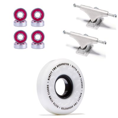 [CCS] Ricta Clouds 92a Skateboard Wheels - Black - 54mm with Bones Reds Bearings 139mm Raw Skateboard Trucks