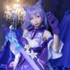 XiongXiongLe Purple Gradient Wig Cosplay Anime Game Costume Women's Hair Replacement Wigs with Horns Pigtails for Game Halloween Anime Role Party Cos Festival Christmas view 3
