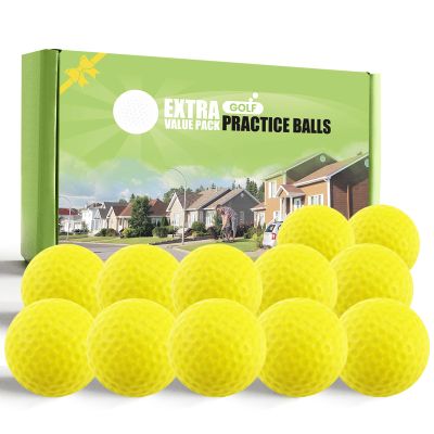 FINGER TEN Golf Practice Balls More Weight Real Ball Travel Value 12/24 Pack, 1/3 Distance of Regulation Golf Ball for Backyard Garden School, Ture Flight Feel Indoor Outdoor Use (Yellow, 24 Pack)