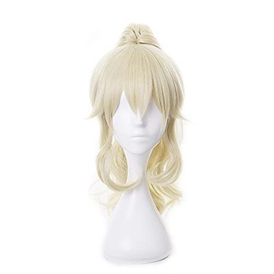 XiongXiongLe Blonde Ponytail Wig Cosplay Anime Game Women's Costume Wave Hair Replacement Wigs for Game Halloween Anime Role Party Cos Festival Christmas