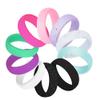 10 Pack Silicone Wedding Rings For Women, Men, Teen, Kids, Wedding Bands, Ergonomic, Hypoallergenic, Breathable Design, Rubber, Fashion, Colorful, Comfortable, Fit Skin, Safe, Unique and Beautiful Rings, Rose Flash Powder Colors 6mm Wide - 2mm Thick  view 1