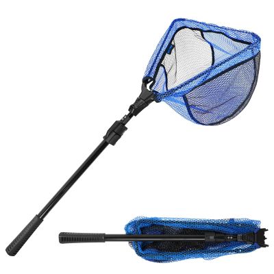 SANLIKE Fishing Landing Net Blue Extend to 25.5-73.2 inch with Telescoping Pole Handle, Landing Net for Easy Catch Release,Fishing net Freshwater for Kids Men Women