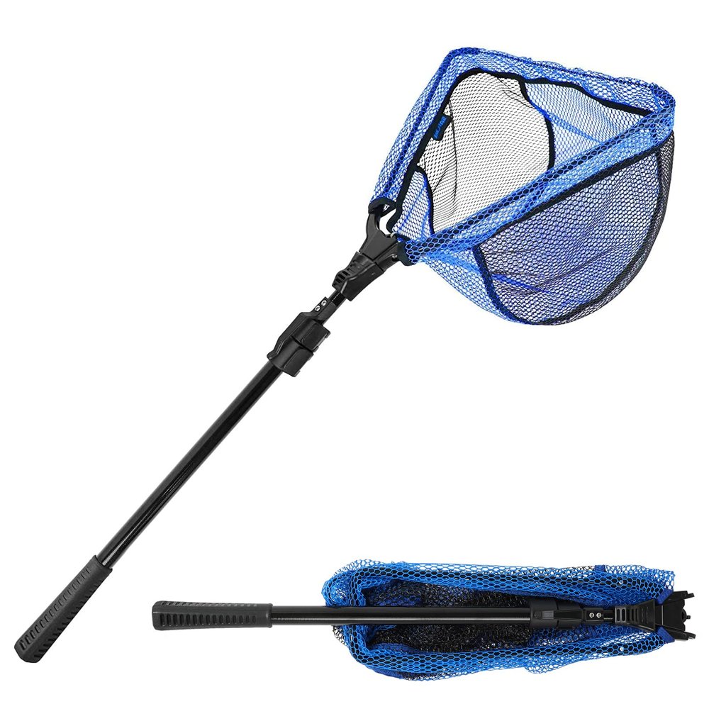 SANLIKE Fishing Landing Net Blue Extend to 25.5-73.2 inch with Telescoping Pole Handle, Landing Net for Easy Catch Release,Fishing net Freshwater for Kids Men Women
