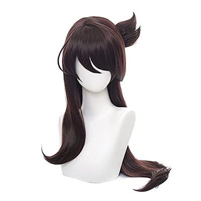 XiongXiongLe Dark Brown Wig Cosplay Womens Long Hair Costume Hairs Replacement Wigs for Game Halloween Anime Role Party Cos Festival Christmas
