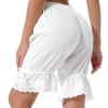 ACSUSS Women Solid Color Lace Ruffle Hem Elastic Drawstring Casual Loose Middle-Length Shorts White Large view 2