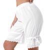 ACSUSS Women Solid Color Lace Ruffle Hem Elastic Drawstring Casual Loose Middle-Length Shorts White Large view 3