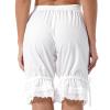 ACSUSS Women Solid Color Lace Ruffle Hem Elastic Drawstring Casual Loose Middle-Length Shorts White Large view 4