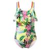 winying Kids Girls One Piece Swimsuit Hawaiian Beach Swimwear Ruffled Backless Rash Guard Beachwear Yellow 4 Years view 1