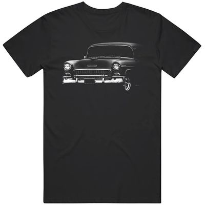 1955 Chevy 210 Front Side View Silhouette T Shirt L Black