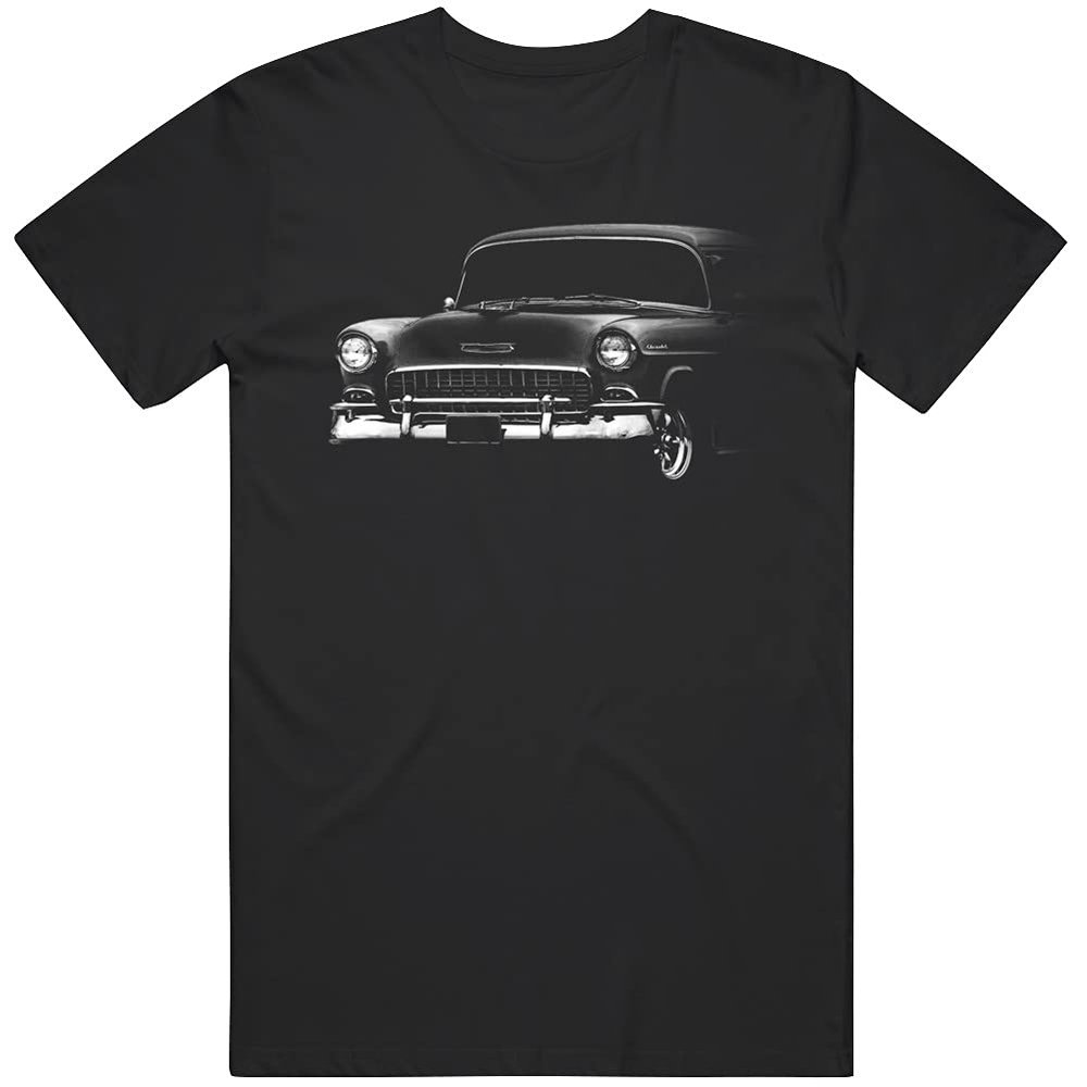 1955 Chevy 210 Front Side View Silhouette T Shirt L Black