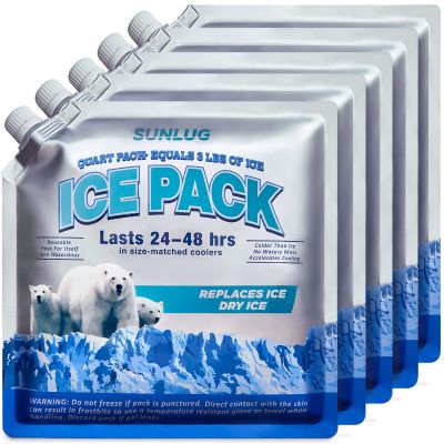 SUNLUG Cooler Ice Packs Reusable Ice Packs for Coolers Long Lasting Freezer Packs for Cooler Bag, Lunch Bags, Cooler Backpacks (5 Pack)