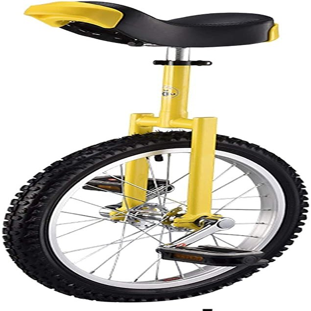 LJYT 20 inch Competitive Wheeled Unicycle with Adjustable seat, Yellow Unicycle self-Balancing Outdoor Sports Unicycle, Best Birthday Gift