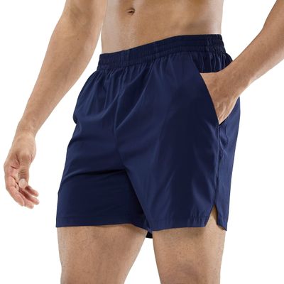 MIER Men's Workout Running Shorts Quick Dry Active 5 Inches Shorts with Pockets, Lightweight and Breathable, Navy, L