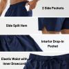 MIER Men's Workout Running Shorts Quick Dry Active 5 Inches Shorts with Pockets, Lightweight and Breathable, Navy, L view 4