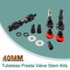 MUQZI Tubeless Presta Valve Stem Kits - No Leak Bike tubeless Valve Stems with Integrated Valve Core Remover Tool and Alloy Presta Valve Stem Caps for Bicycle, Black(40mm) view 2