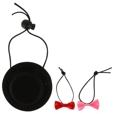 Balacoo Pet Hat and Tie Set Guinea Pig Grooming Kit Chinchilla Bow Tie Formal Casual Pet Dress