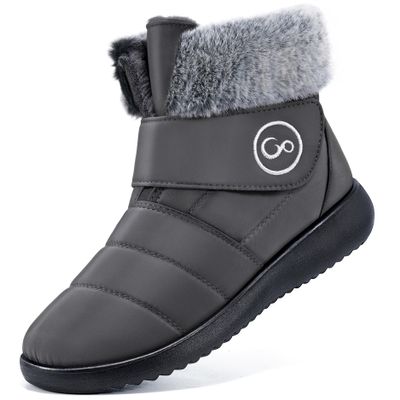 Aomigoct Women Winter Snow Boots: Fur Lined Warm Slip On Boots for Women Waterproof Booties Comfortable Outdoor