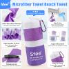 Sfee 2 in 1 Microfiber Beach Towel, Quick Dry Towel Camping Travel Towel Super Absorbent Compact Lightweight Sports Towel Gym Towels Set for Beach, Gym, Hiking, Pool, Backpacking, Bath, Yoga view 2