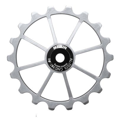 TUCKE Bicycle Ceramic Rear Guide Wheel 18T gear ratio aluminum alloy bike bearing Rear chain wheel for MTB rod cycling accessories (Silver 18T)