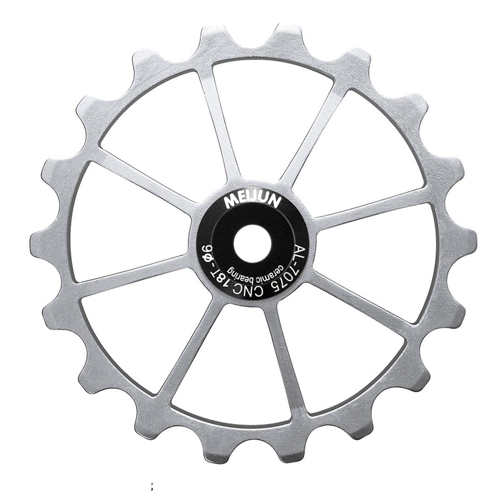TUCKE Bicycle Ceramic Rear Guide Wheel 18T gear ratio aluminum alloy bike bearing Rear chain wheel for MTB rod cycling accessories (Silver 18T)