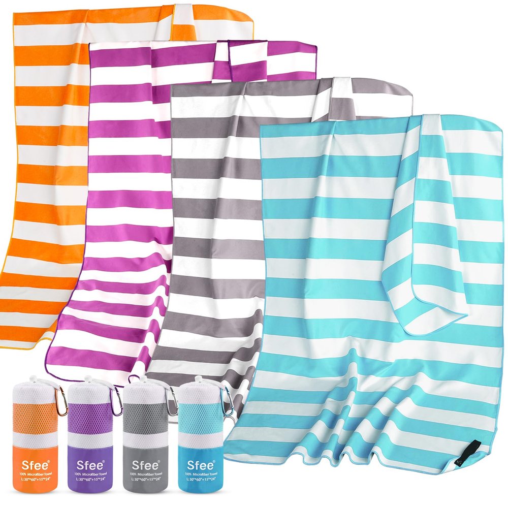 Sfee 2 in 1 Microfiber Beach Towel, Quick Dry Towel Camping Towel Travel Towel Super Absorbent Compact Lightweight Sports Gym Towels Set for Beach, Gym, Hiking, Pool, Backpacking, Bath, Yoga