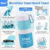 Sfee 2 in 1 Microfiber Beach Towel, Quick Dry Towel Camping Towel Travel Towel Super Absorbent Compact Lightweight Sports Gym Towels Set for Beach, Gym, Hiking, Pool, Backpacking, Bath, Yoga view 2