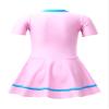 Hansber Kids Girls Rash Guard Athletic Swimsuit 1-Piece Short Sleeve Built-in Bottoms Skirts Bathing Suit Pink 4 Years view 2
