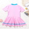 Hansber Kids Girls Rash Guard Athletic Swimsuit 1-Piece Short Sleeve Built-in Bottoms Skirts Bathing Suit Pink 4 Years view 4