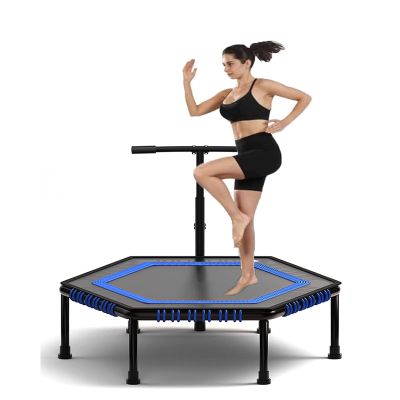 Trampoline 45"/50'' Mini Trampoline, Fitness Rebounder with Adjustable Foam Handle, Exercise Bounce for Adults Indoor/Outdoor WorkoutMax Load 250 Kg (Size : 45in)