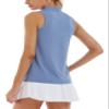 LastFor1 Women's Golf Polo Sleeveless Shirt Zip-Up UPF 50+ UV Protection Athletic Tops Slim Fit Quick Dry Lightweight Blue XXL view 2