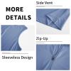 LastFor1 Women's Golf Polo Sleeveless Shirt Zip-Up UPF 50+ UV Protection Athletic Tops Slim Fit Quick Dry Lightweight Blue XXL view 3