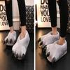 Funny Fuzzy animal paw slipper for Boy Girl Women Men,Winter Unisex Soft Paw Claw Slippers Plush animal Paw Shoes Home slippers Cosplay ,S,gray view 2