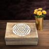 STORE INDYA Wooden Handmade Decorative Mandala Carving Wooden Jewelry Box with Whitewash finish Treasure Box Jewelry Organizer Keepsake Box Treasure Chest Trinket Holder Watch Box Gifts for her Girl view 1