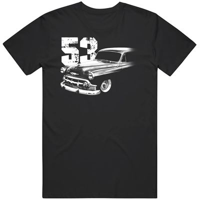 1953 Chevy 210 Front Side View Silhouette with Year T Shirt S Black
