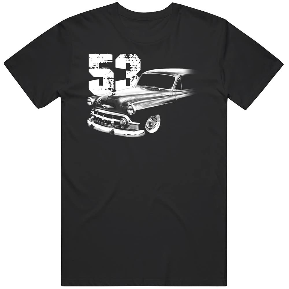 1953 Chevy 210 Front Side View Silhouette with Year T Shirt S Black